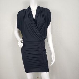 Vintage Cache Black Draped Bodice Ruched Skirt Dress Size XS